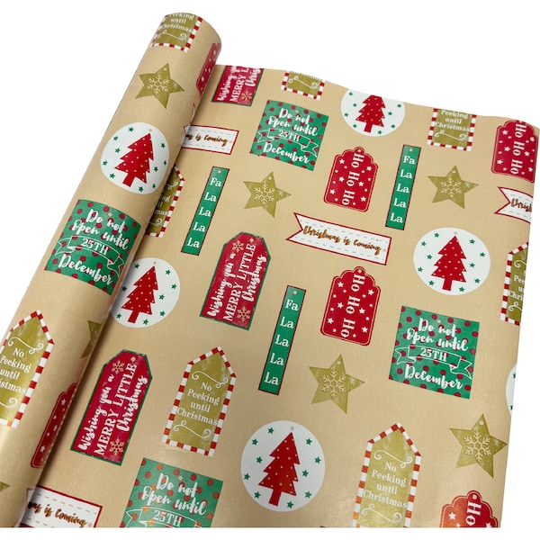 Christmas Wrapping Paper 5m Kraft Look each