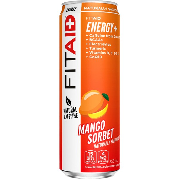 FitAid Energy+ Performance & Recovery Drink Mango Sorbet 355mL