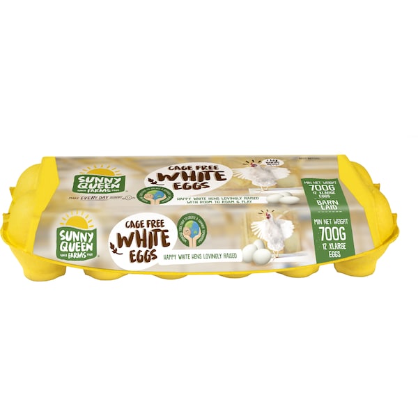 Sunny Queen 12 Cage Free Extra Large White Eggs 700g