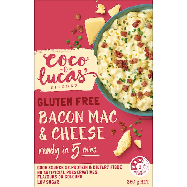 Coco & Lucas' Gluten Free Bacon Mac & Cheese 350g