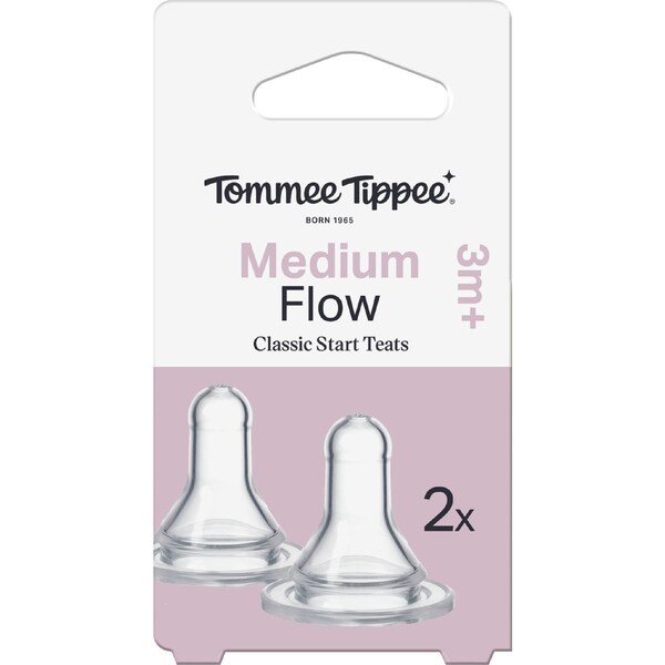 Tommee Tippee Classic Start Teats Medium Flow 3M+ 2 pack