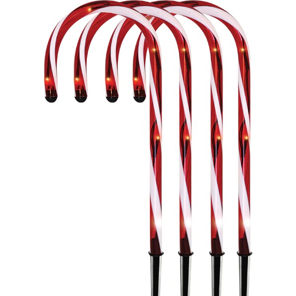 Christmas Solar Candy Cane Stake Lights 4 pack