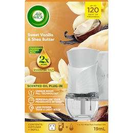Air Wick 2x Essential Oil Vanilla & Shea Butter Plug In Diffuser 19mL – Woolworths