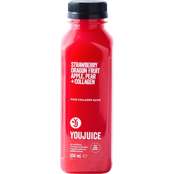 YouJuice Pink Collagen Glow Strawberry Dragon Fruit Apple & Pear 350mL