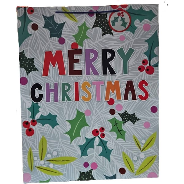Christmas Gift Bag Holly Jumbo each