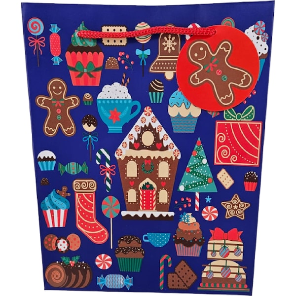 Christmas Gift Bag Gingerbread Medium each
