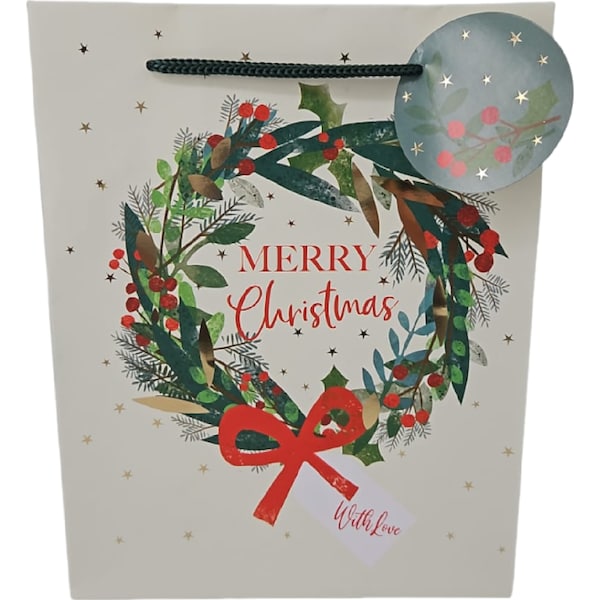 Christmas Gift Bag Wreath Medium each