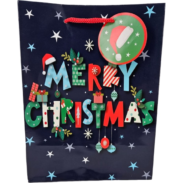 Christmas Gift Bag Blue Medium each