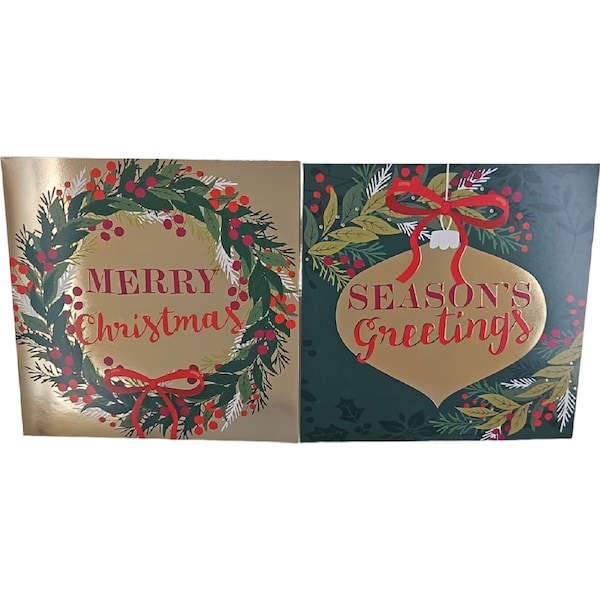 Christmas Cards Square Gold 12 pack