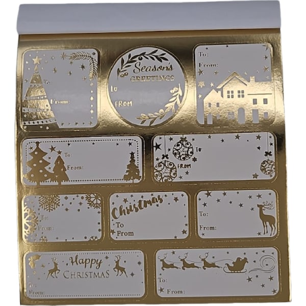 Christmas Foil Present Stickers Gold 40 pack