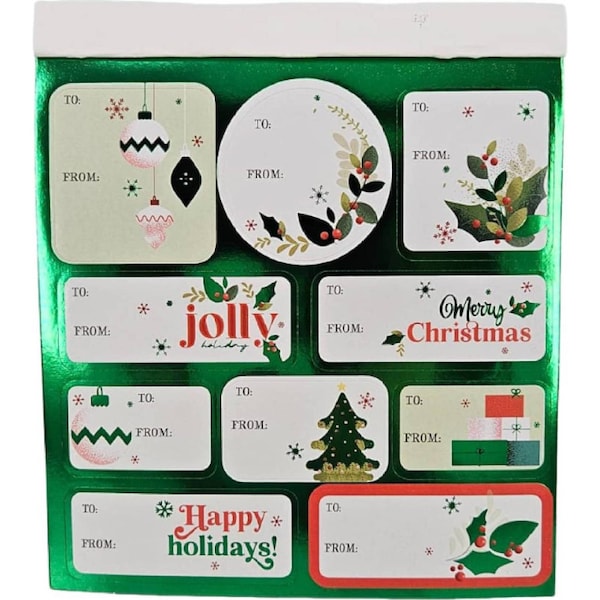 Christmas Foil Present Stickers Traditional 40 pack