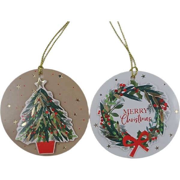 Christmas Premium Tags Traditional Circle 8 pack