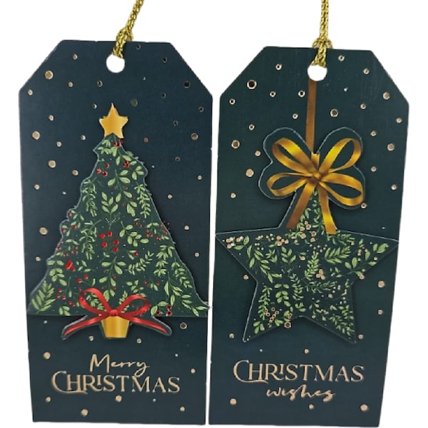 Christmas Premium Tags Green Luggage 8 pack