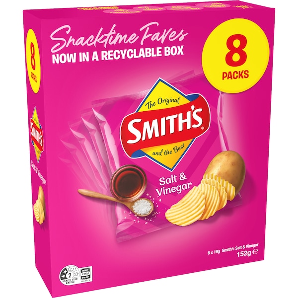 Smith's Potato Chips Salt & Vinegar Snacktime Multipack 8 pack