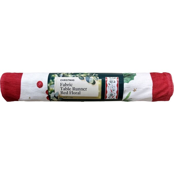 Christmas Fabric Table Runner Red Floral each