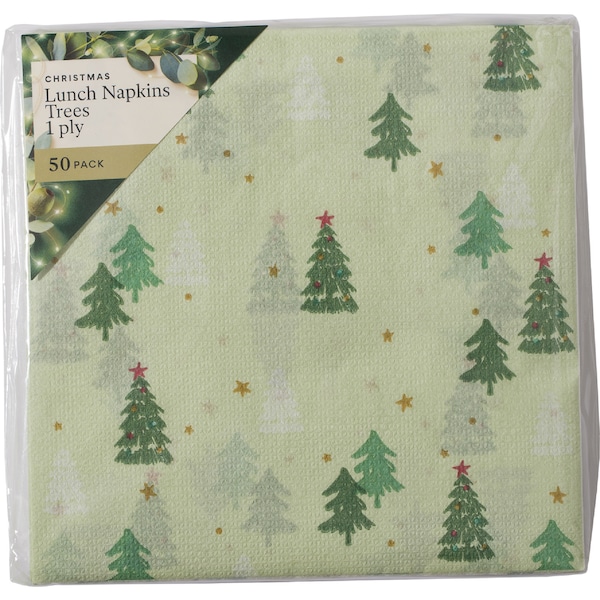 Christmas Lunch Napkins Trees 1 ply 50 pack