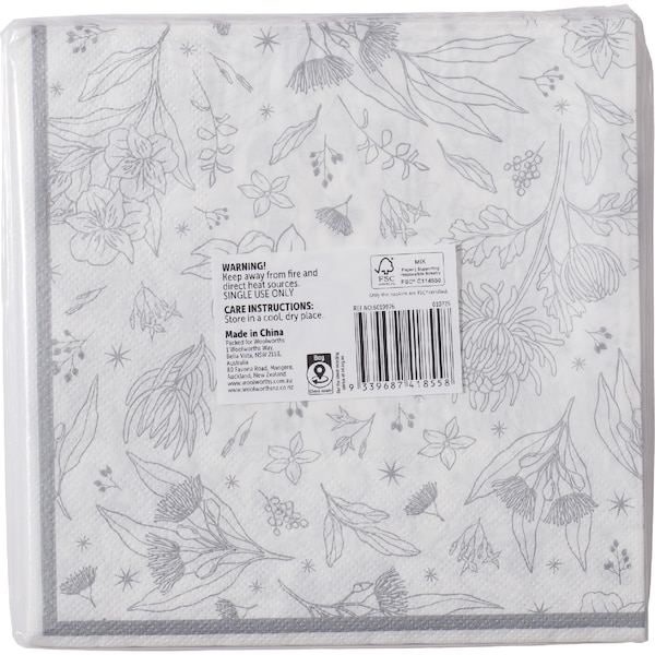 Christmas Silver Napkins 25 pack
