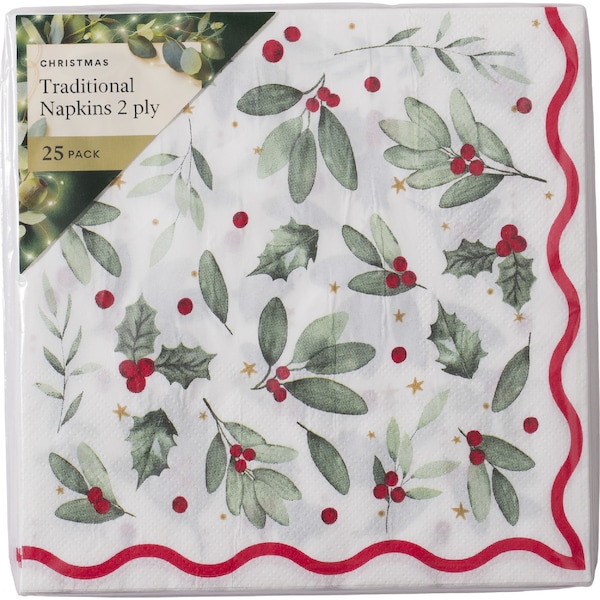 Christmas Traditional Napkins 2 ply 25 pack