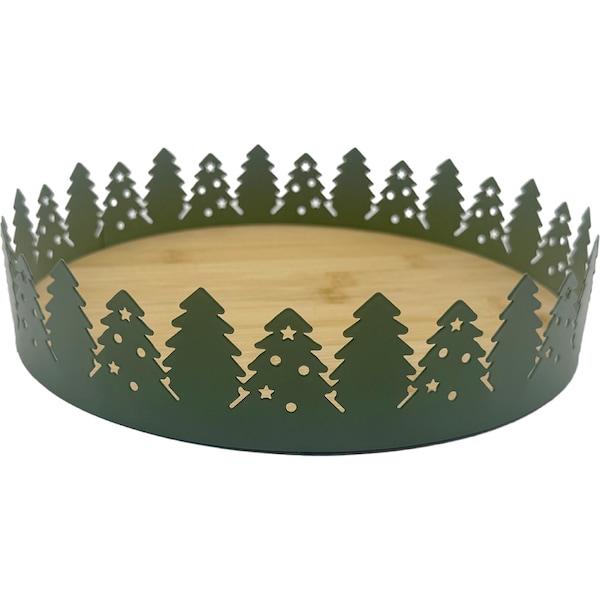 Christmas Bamboo Tray Green each
