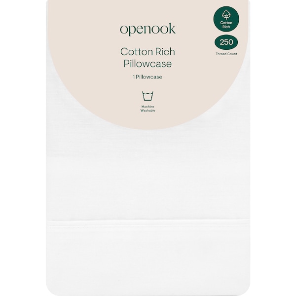 Openook 250TC Cotton Rich Pillowcase White each
