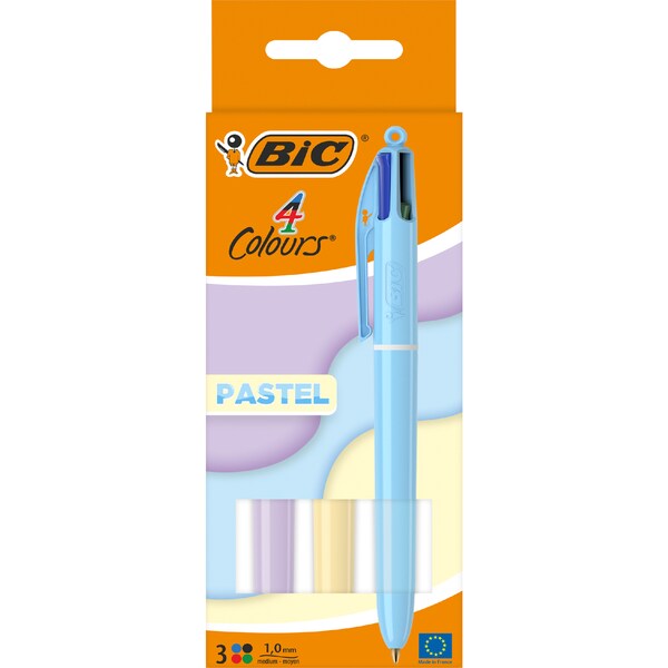 BIC 4 Colours Pens Pastel 3 pack