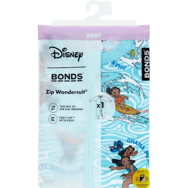Bonds Lilo & Stitch Zip Wondersuit Blue Size 2 each