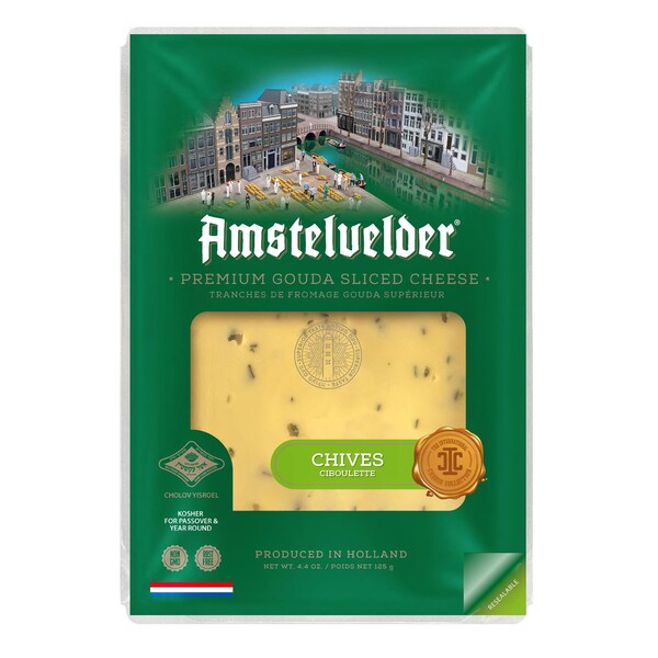 Amstelvelder Gouda Sliced Cheese Chives 125g