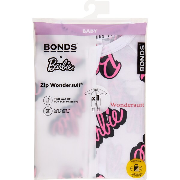 Bonds Barbie Zip Wondersuit White Size 000 each