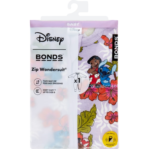 Bonds Lilo & Stitch Zip Wondersuit Pink Size 1 each