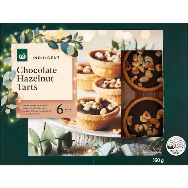 Woolworths Chocolate Hazelnut Tarts 6 pack