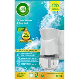 Air Wick 2x Essential Oil Ocean Waves & Sea Salt Plug In Diffuser 19mL – Woolworths