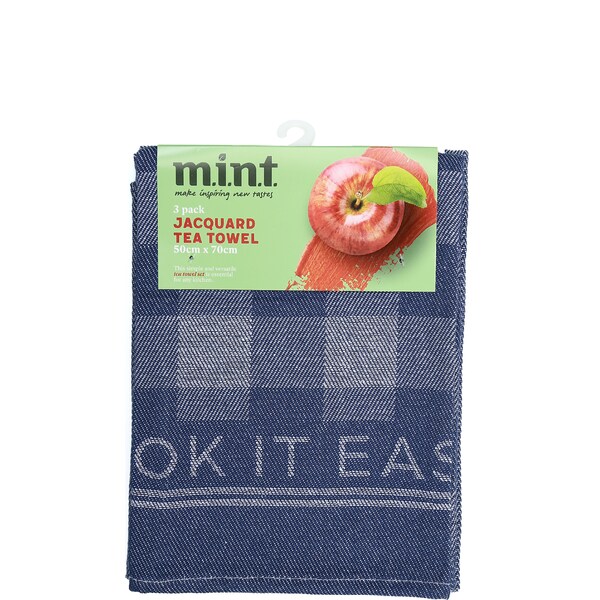 Mint Jacquard Tea Towel Assorted 3 pack