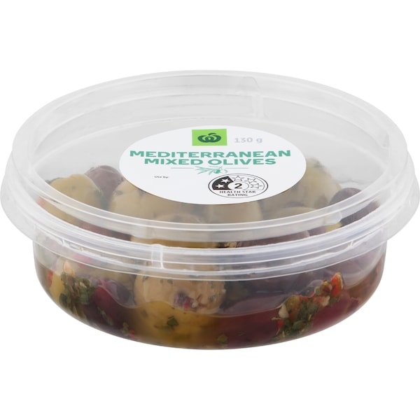 Woolworths Mediterranean Mixed Olives 130g