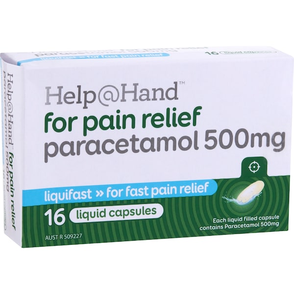 Help@Hand Pain Relief Paracetamol Liquid Capsules 16 pack