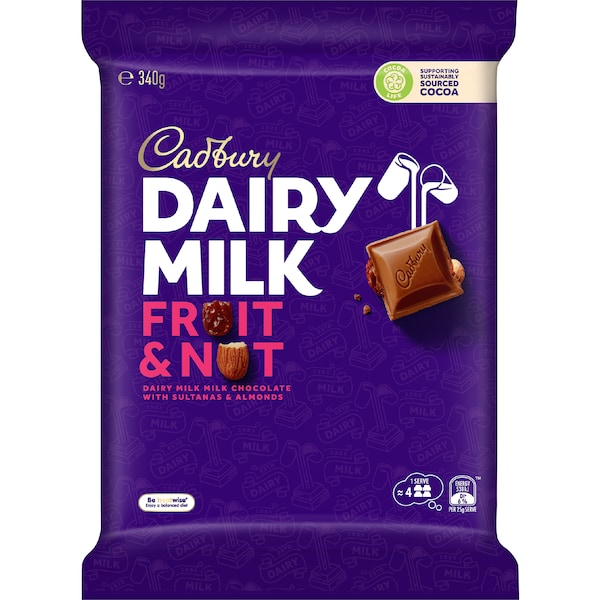 Cadbury Dairy Milk Large Fruit & Nut Chocolate Block 340g