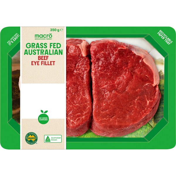 Macro Grass Fed Australian Beef Eye Fillet 350g