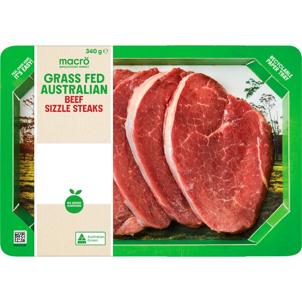 Macro Grass Fed Australian Beef Sizzle Steaks 340g