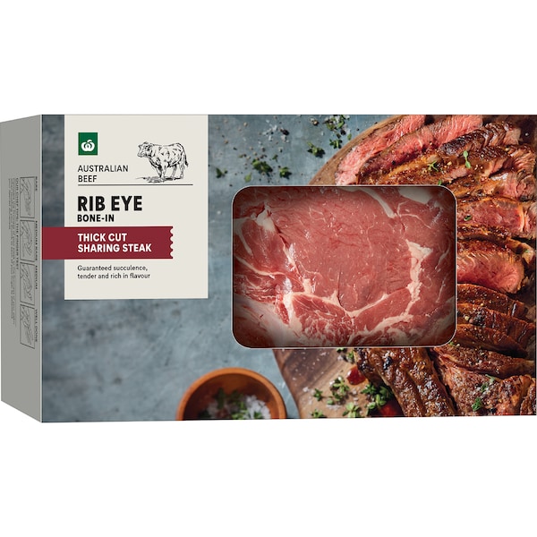 Woolworths Australian Beef Rib Eye Bone Sharing Steak 550g - 1.1kg