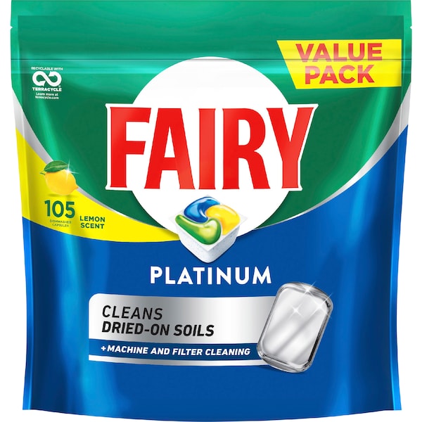 Fairy Platinum&nbsp;Dishwasher Tablets Lemon Scent 105 pack