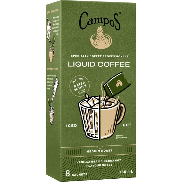 Campos Liquid Coffee Sachets 8 pack