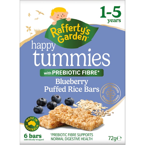 Rafferty's Garden Happy Tummies Blueberry Puffed Rice Bars 6 pack