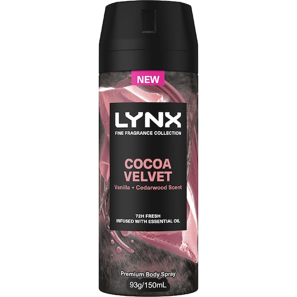 LYNX Premium Body Spray Cocoa Velvet 72h Fresh 150mL