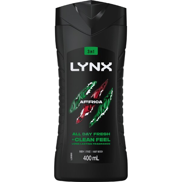 LYNX 3 In 1 Body Face Hair Wash Africa All Day Fresh 400mL