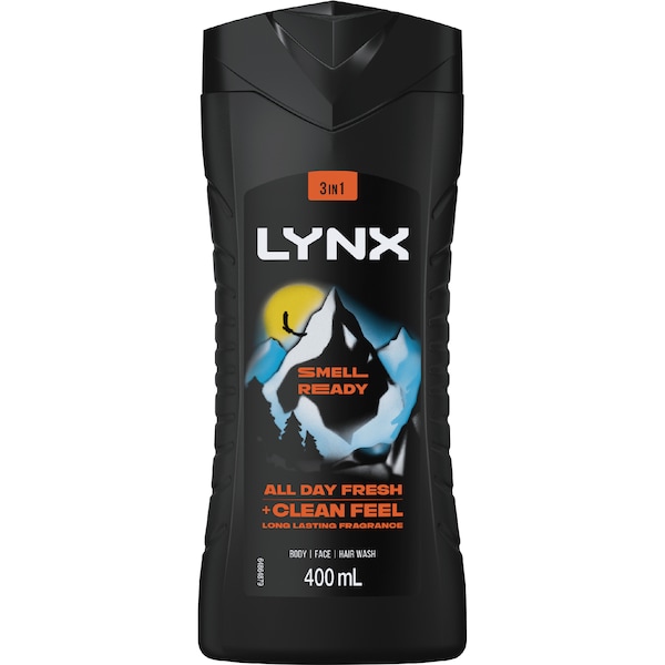LYNX 3 In 1 Body Face Hair Wash Smell Ready All Day Fresh 400mL
