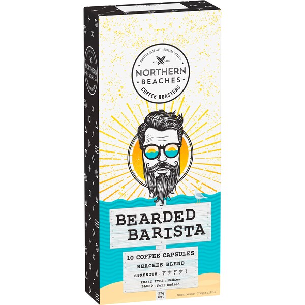 Northern Beaches Coffee Roasters Bearded Barista Coffee Capsules 10 pack