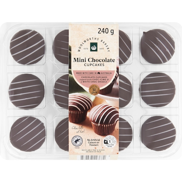Woolworths Mini Iced Mudcake Cupcakes 12 pack