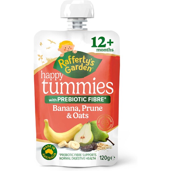 Rafferty's Garden Happy Tummies Food Pouch Banana Prune & Oats 120g