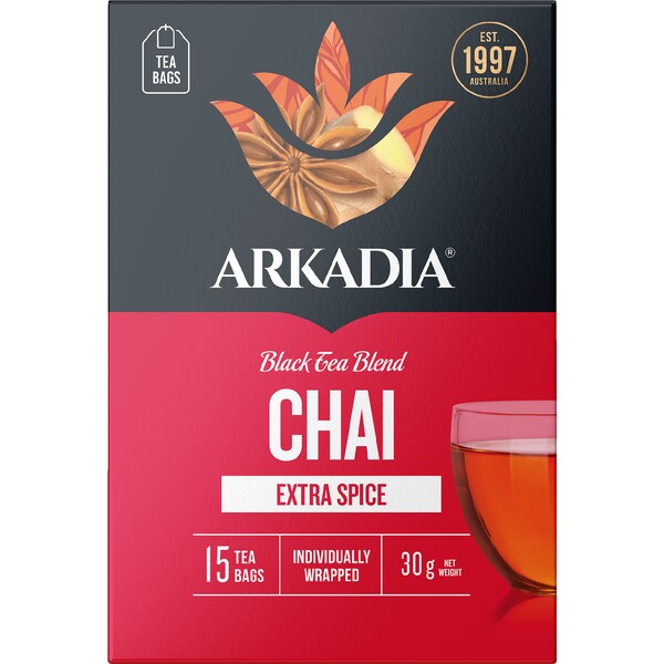 Arkadia Chai Tea Bags Extra Spice 15 pack