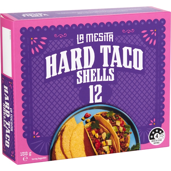 La Mesita Hard Taco Shells 12 pack