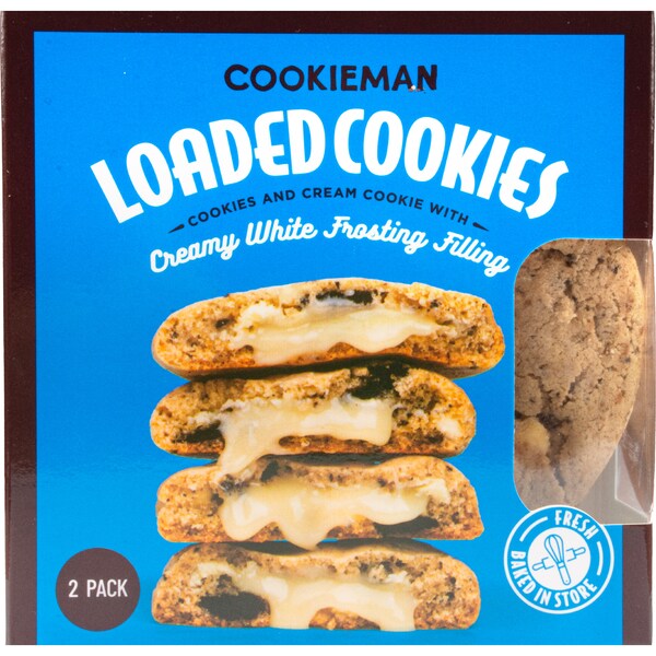 Cookieman Loaded Cookies Creamy White Frosting Filling 2 pack